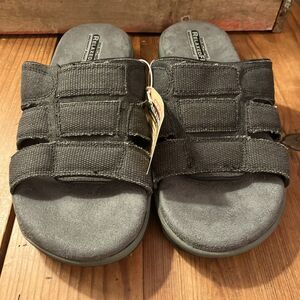 Mens Skechers Charcoal Black Slide Sandals Relaxed Fit Memory Foam 360 Sz 11 NWT